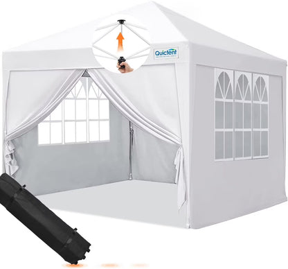 Quictent 10'x10' Pop up Canopy Tent with Sidewalls Instant Outdoor Gazebo Easy Party Tent Enclosed Waterproof, Easy Set up (Pink)
