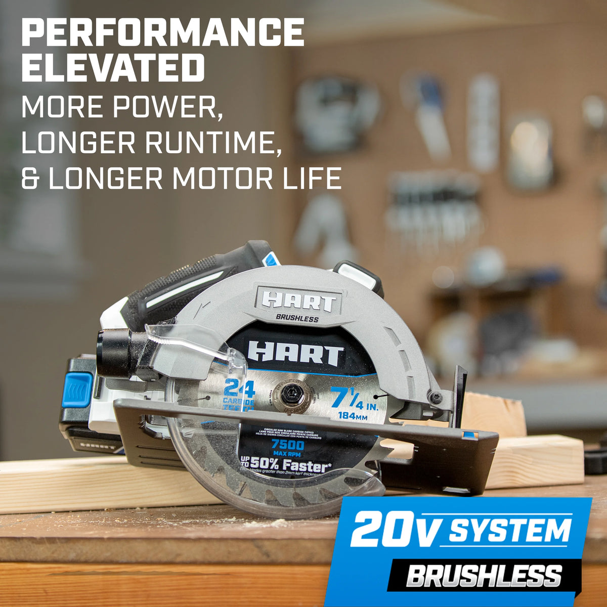 HART 20 Volts 4-Tool Brushless Combo Kit, (1) 2.0Ah and (1) 4.0Ah Lithium-Ion Battery