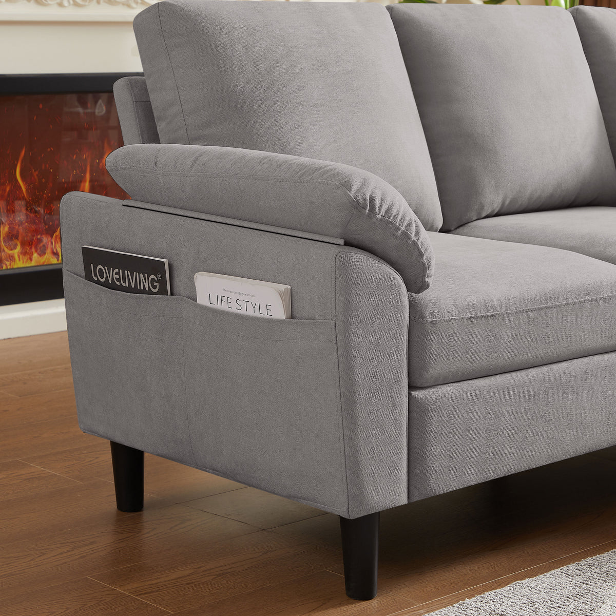 Pingliang Home Sectional Sofa Couch with Storage Ottoman,Modern 3 Seat L Shaped Sofa Couch for Living Room Apartment Studio Office