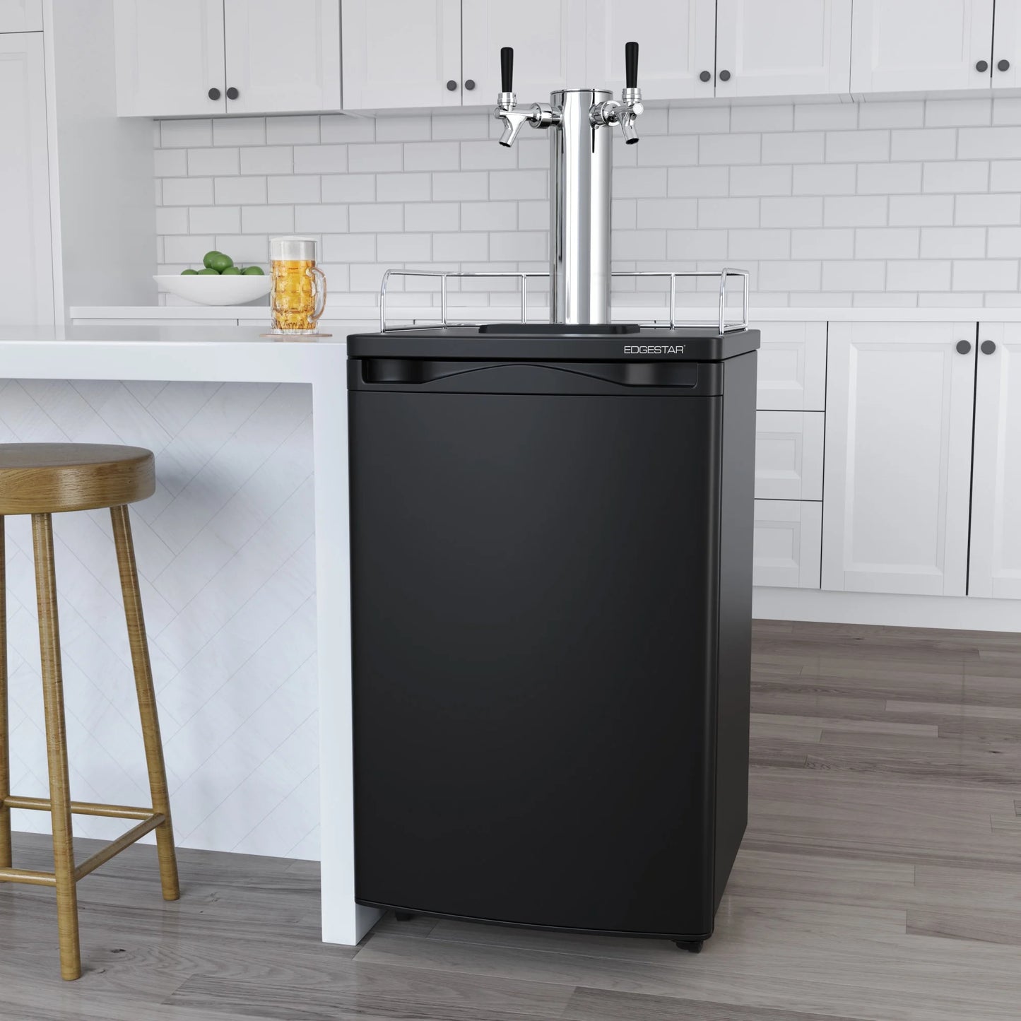 Edgestar Kc2000twin 20" Wide Dual Tap Kegerator For Full Size Kegs - Black