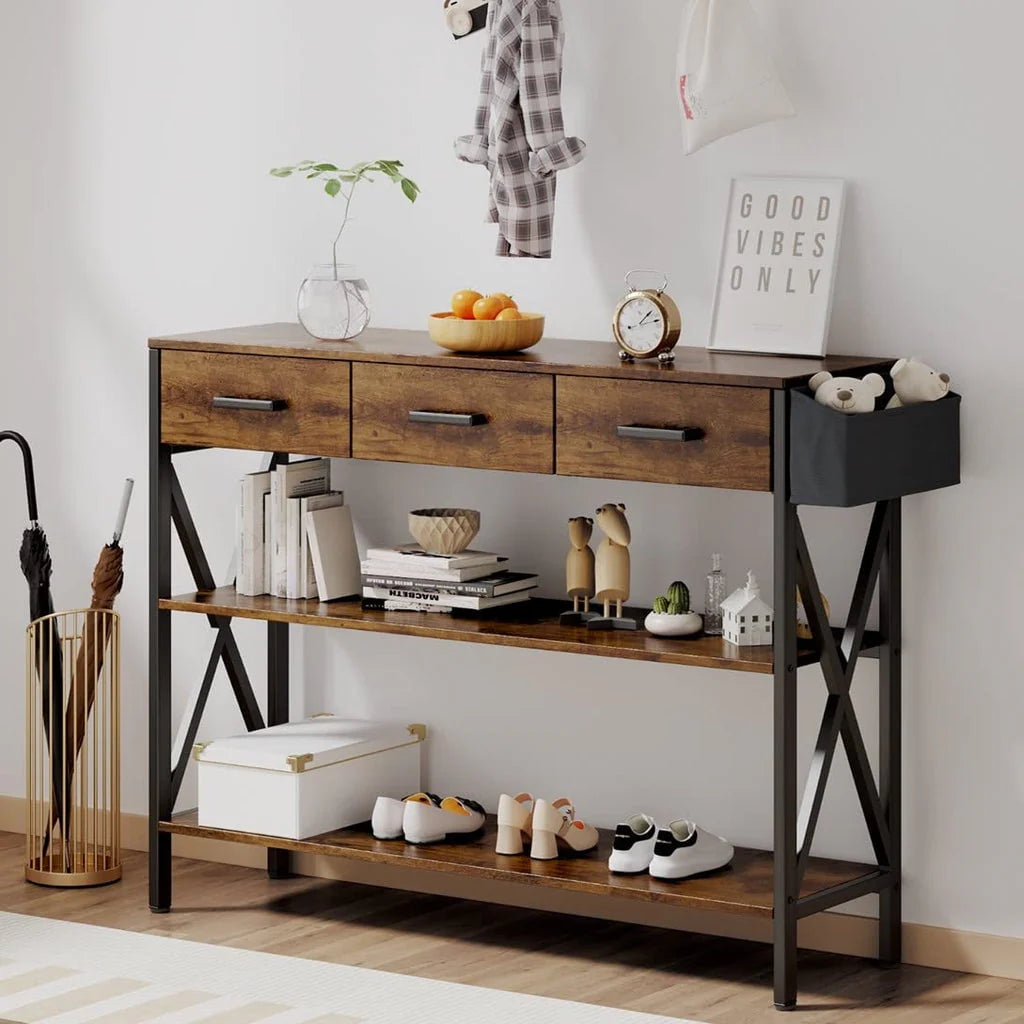 Aiho 47" Console Table for Entryway, Hallway, Living Room - Rustic Brown