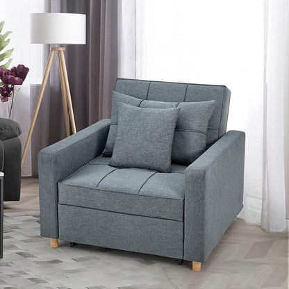 YODOLLA 3-in-1 Futon Sofa Bed Chair,Convertible Sofa Sleeper-Dark Gray