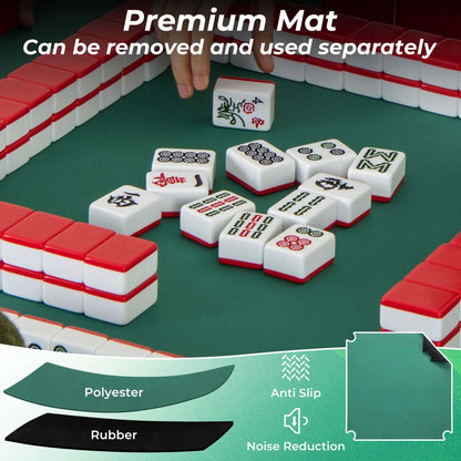 Costway 35" Folding Mahjong Table with Cup Holders & Smooth Felt Mat Carrying Handle Green