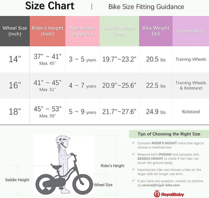 RoyalBaby Chipmunk Girls Kids Bike Bicycle with Basket Training Wheels 14 Inch Lollipop Pink