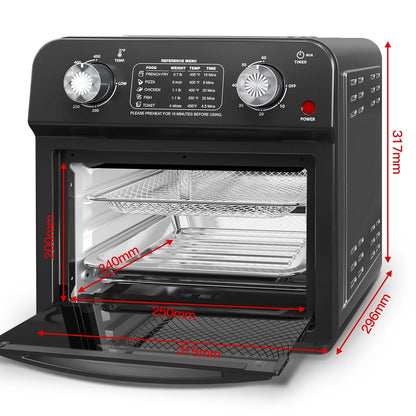 Plum Chef 13 Quart Air Fryer, Large Air Fryer Oven Toaster Combo w/ 60 Minute Timer , Convection Oven Countertop, Accessories, UL Certified, Nonstick, Accessories Included, 1500W, Sliver