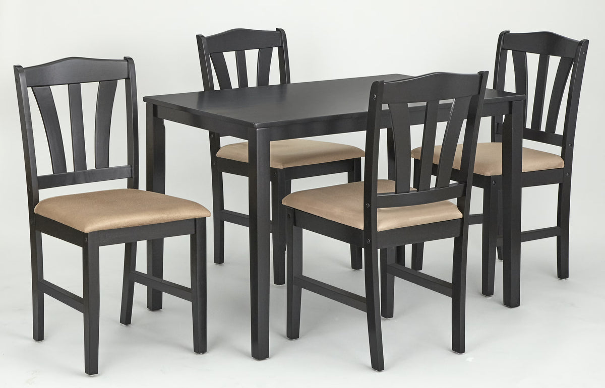 TMS Metropolitan 5-Piece Wood Farmhouse Upholsered Dining Set with Table and Chairs, Espresso