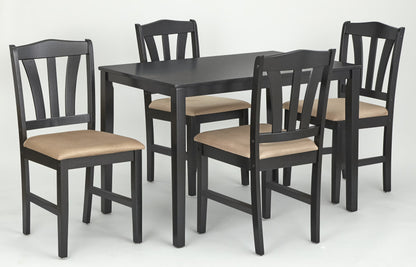 TMS Metropolitan 5-Piece Wood Farmhouse Upholsered Dining Set with Table and Chairs, Espresso
