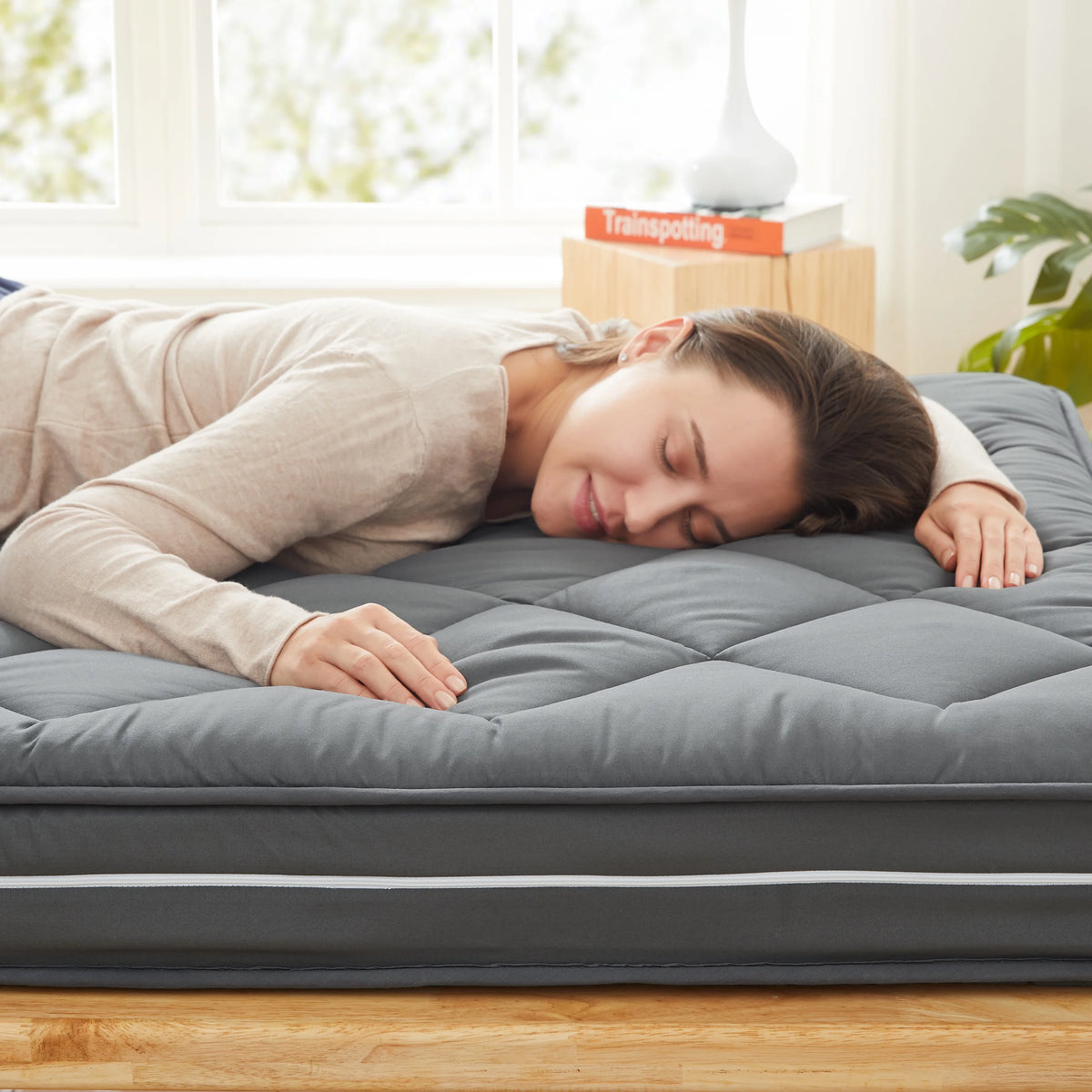 Jamdok 4Inch Floor Mattress,3-Layer Structure,Narrow Twin Size Gel Memory Foam,Removable Pillow Top Cover,Roll up Cot Mattress Topper,Portable Sleep Mat(75X30X4��)