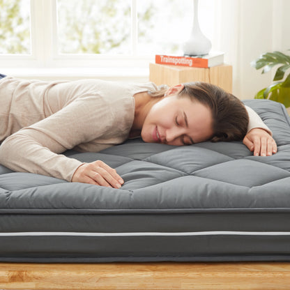 Jamdok 4Inch Floor Mattress,3-Layer Structure,Narrow Twin Size Gel Memory Foam,Removable Pillow Top Cover,Roll up Cot Mattress Topper,Portable Sleep Mat(75X30X4��)