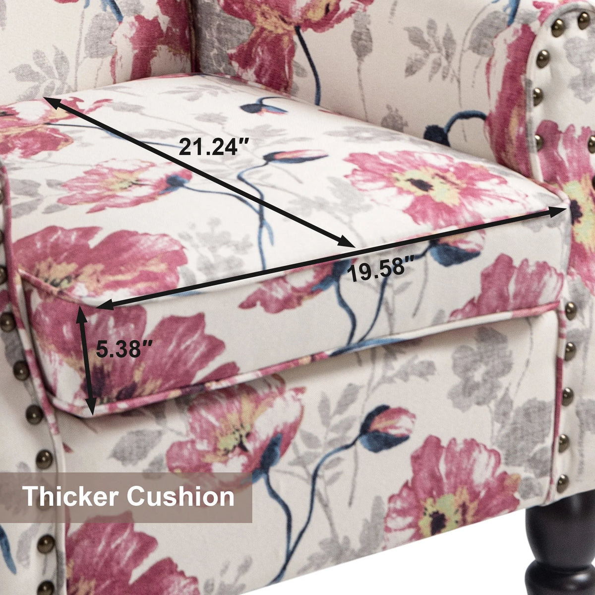 DREAMSIDEA Accent Chairs Upholstered Pattern Morden Armchair Comfy Linen Fabric Single Sofa for Living Room, Pattern White