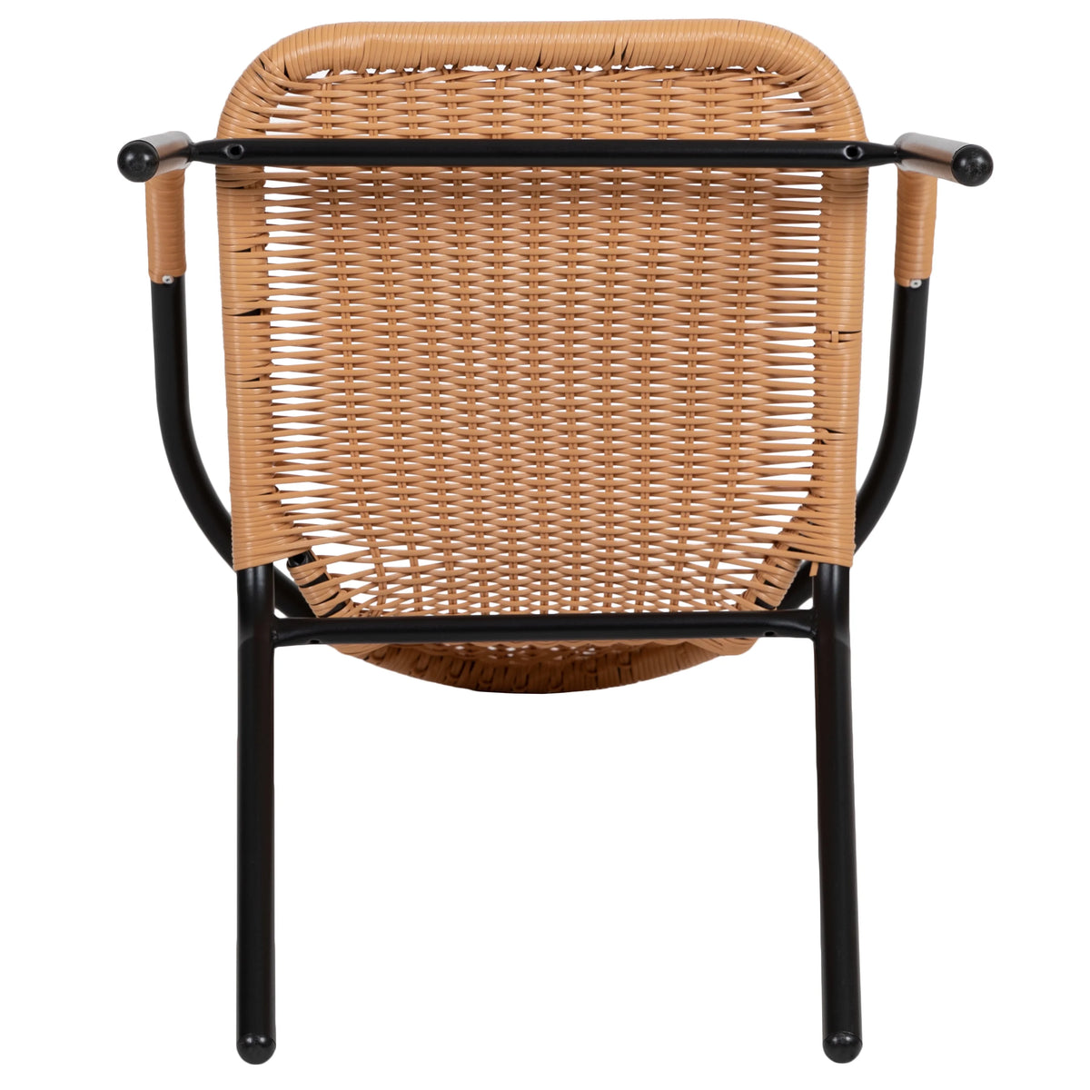 Emma + Oliver Indoor/Outdoor Stacking Rattan Restaurant Patio Chairs, Set of 2, Gray