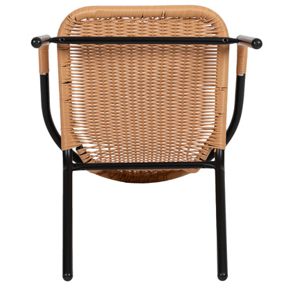 Emma + Oliver Indoor/Outdoor Stacking Rattan Restaurant Patio Chairs, Set of 2, Gray