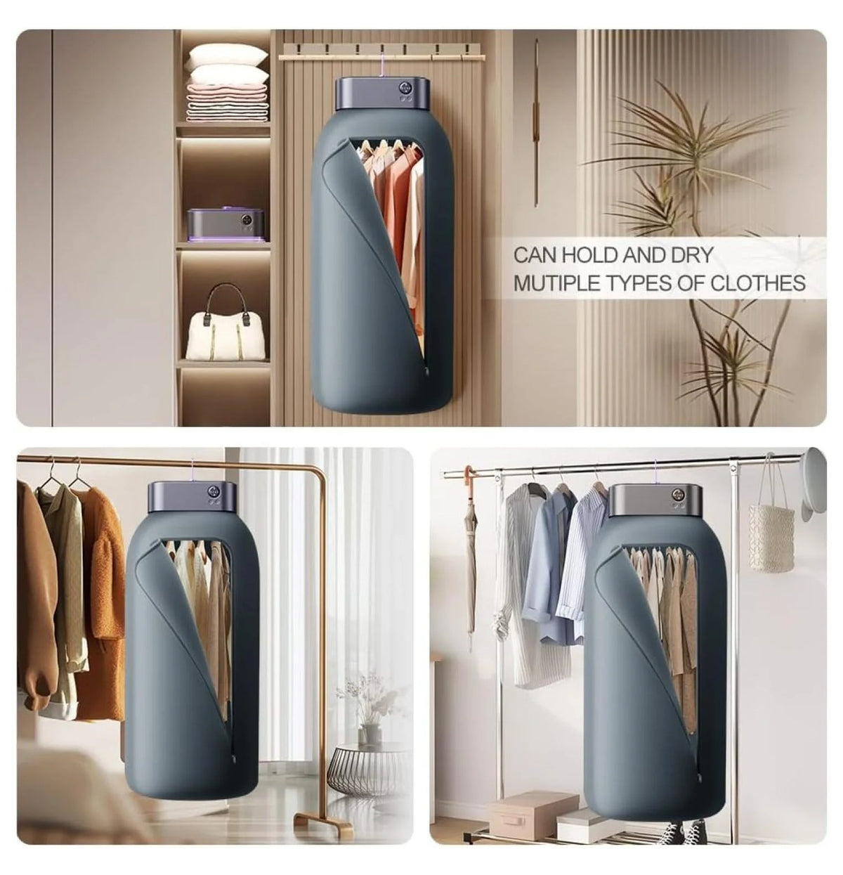 Portable Clothes Dryer Mini Clothes Dryer Save Space Folding Compact Dryer Machine With Dry Bag For Laundry Electric Portable Dryer For Camping ��Business Trip�� Travel ��Home And Apartment Grey