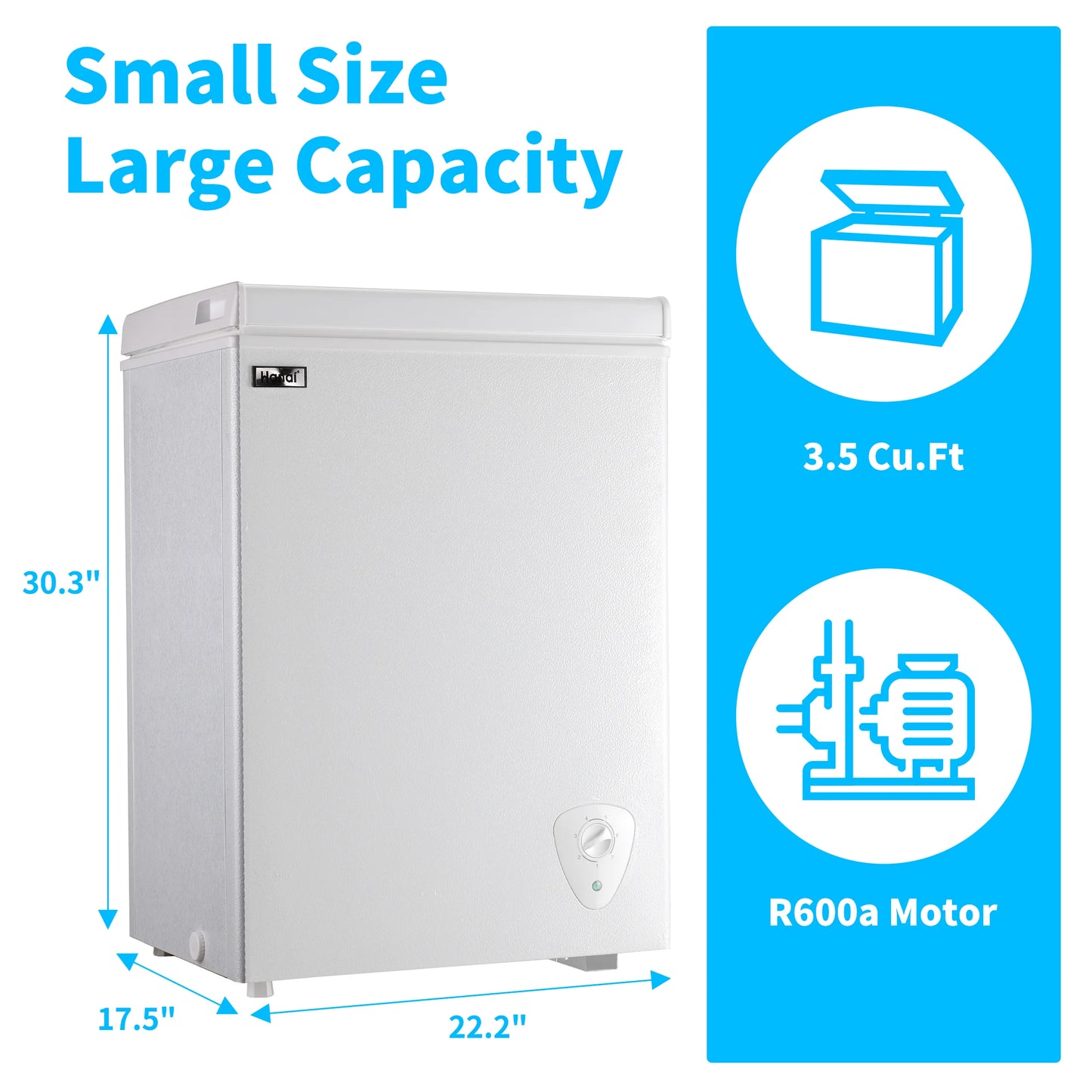WANAI 3.5 Cu.ft,Chest Freezer,Deep Freezer,Removable Storage Basket Freezer,White