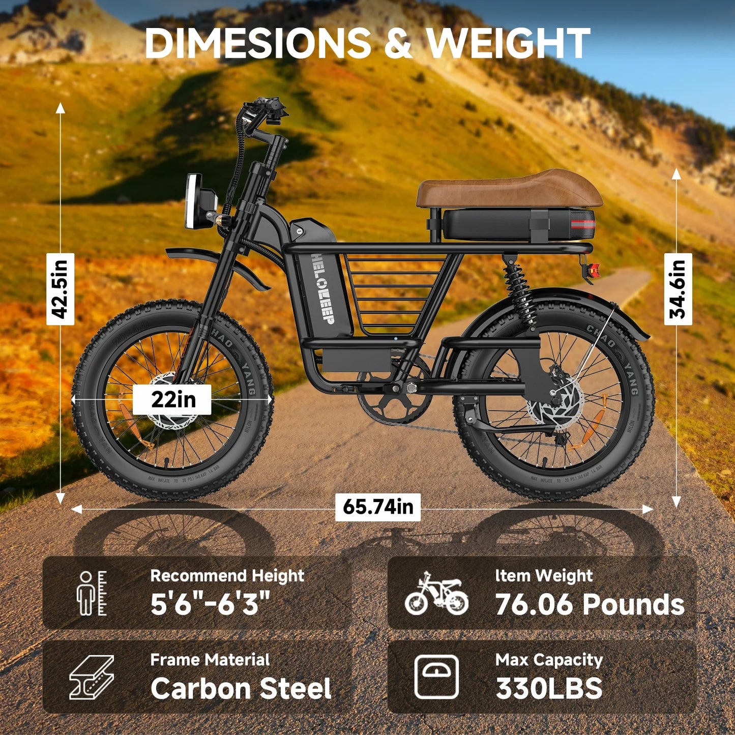 1500W Peak Electric Bike for Adults, 20" Fat Tire E-Bike, 48V 15Ah Battery, 7-Speed E-Mountain Bike with Storage Rack, UL2849