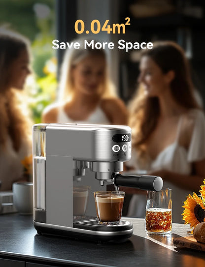 Neretva Espresso Machine 15 Bar Professional Espresso Maker with Milk Frother Steam Wand, Cappuccino & Latte Machine, Espresso Coffee Machine for Home- Stainless Steel