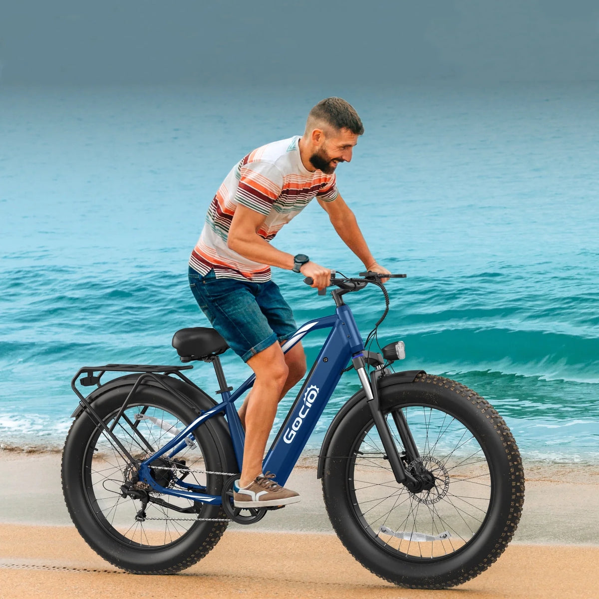 Gocio Electric Bike, 26"x4.0" Fat Tire E-Mountain Bike, Peak 1000W Motor, 28MPH 48V 15Ah Battery Removable Ebike for off Road, Sand, UL2849