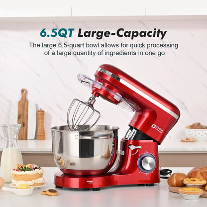 Kitchen in the box Tilt-Head Stand Mixer, Electric Kitchen Mixer with 6.5QT Stainless Steel Bowl, 660W Food Mixer with 6-Speed, Black
