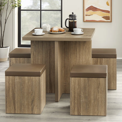 Mainstays 5-Piece Dexter Dining Room/Kitchen Set with Storage Ottoman, Multiple Colors