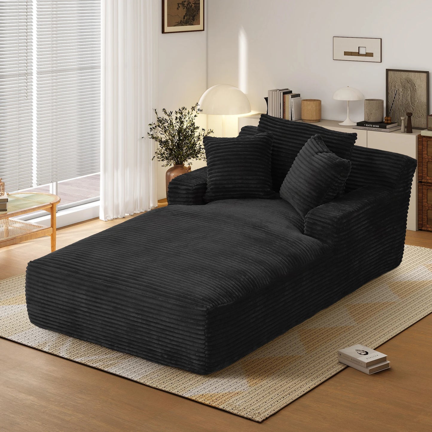 Aukfa 78.7" Extra Long Chaise Lounge Sofa, Oversized Upholstered Couch with 3 Pillows for Indoor Living Room/Bedroom,Orange