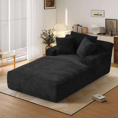 Aukfa 78.7" Extra Long Chaise Lounge Sofa, Oversized Upholstered Couch with 3 Pillows for Indoor Living Room/Bedroom,Orange