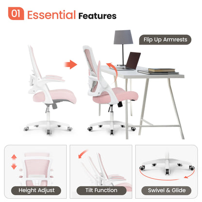NEO CHAIR Ergonomic Office Chair, Adjustable High Back Mesh Desk Chair with Flip-up Arms, Black