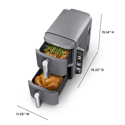 Ninja DoubleStack XL 2-Basket Air Fryer, DoubleStack Technology Cooks 4 Foods at Once, Space Saving Design, 10 QT, 4-in-1, Smart Finish & Match Cook, SL400
