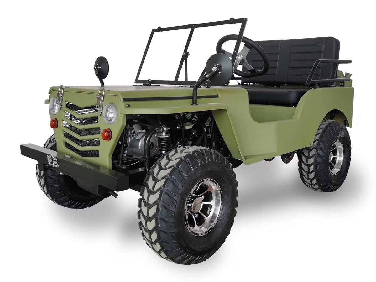 SYX MOTO 125cc Go Kart 4-Wheeler, 3-Speed + Reverse, Electric/Kick Start, 35 MPH Max Speed for Teens & Adults, Matte Green
