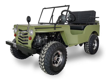 SYX MOTO 125cc Go Kart 4-Wheeler, 3-Speed + Reverse, Electric/Kick Start, 35 MPH Max Speed for Teens & Adults, Matte Green