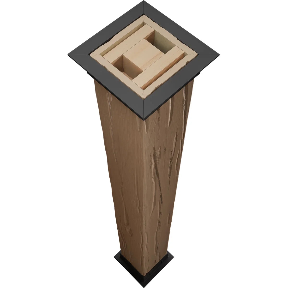 Ekena Millwork 6"W x 5'H Sand Blasted Endurathane Faux Wood Non-Tapered Square Column Wrap with Faux Iron Capital & Base