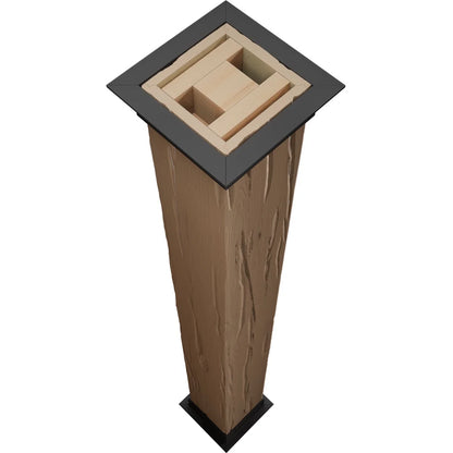 Ekena Millwork 6"W x 5'H Sand Blasted Endurathane Faux Wood Non-Tapered Square Column Wrap with Faux Iron Capital & Base