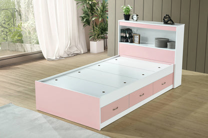 Hodedah Twin-Size Captain Bed with 3-Drawers and Headboard in White
