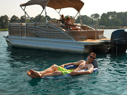 Kelsyus Floating Pool Lounger Inflatable Chair w/ Cup Holder Blue (2 Pack) 80014