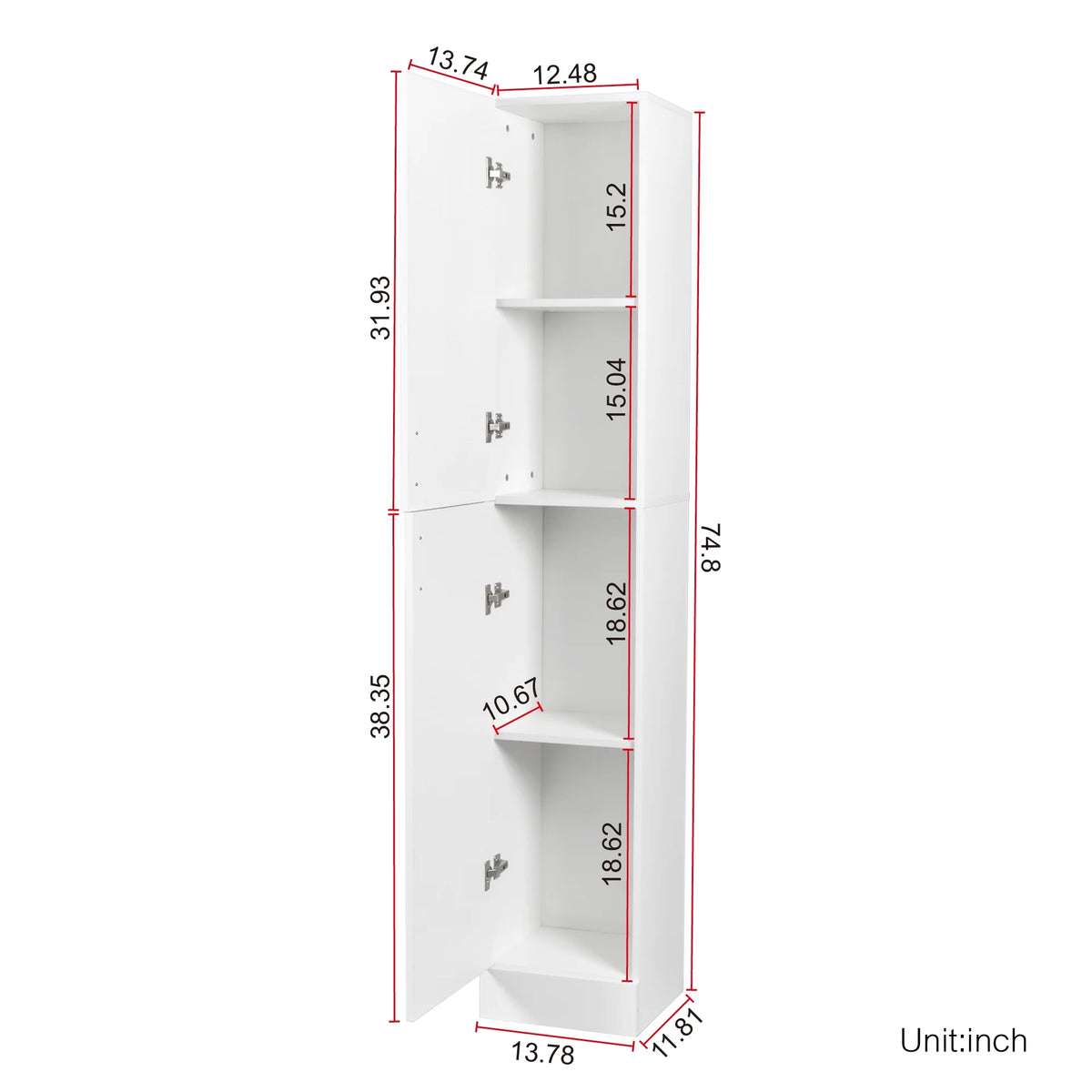 Slim Tall Storage Cabinet,Pantry Cabinet with Doors Shelves Small Space for Kitchen Living Room Bathroom