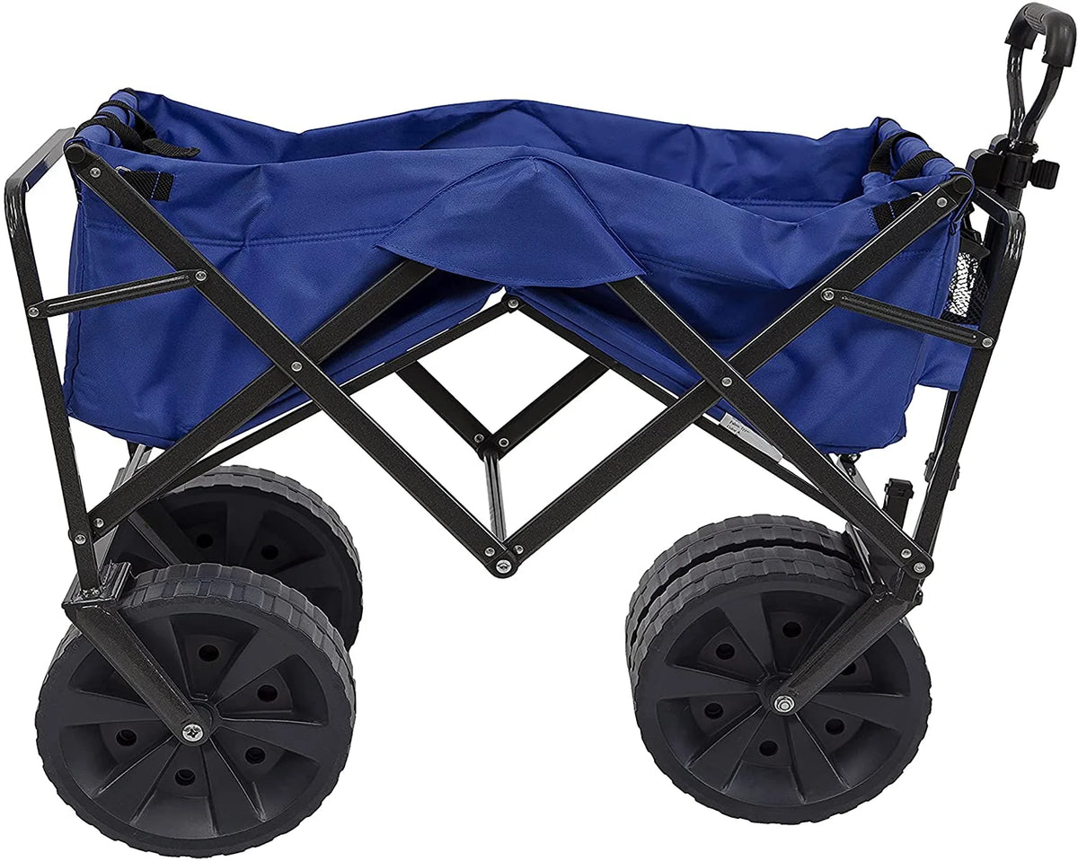 Mac Sports Heavy Duty Collapsible Folding All Terrain Utility Beach Wagon Cart, Blue/Black