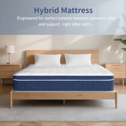Full Size Mattress in a Box 14 Inch Memory Foam Hybrid Mattress with Pocketed Springs Medium Firm Support Motion Isolation Edge Support Night Trial