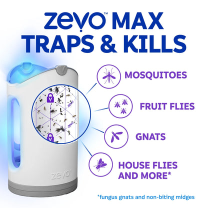(4 pack) Zevo Max Flying Insect Trap - 1 Plug in Base & 2 Refill Cartridges