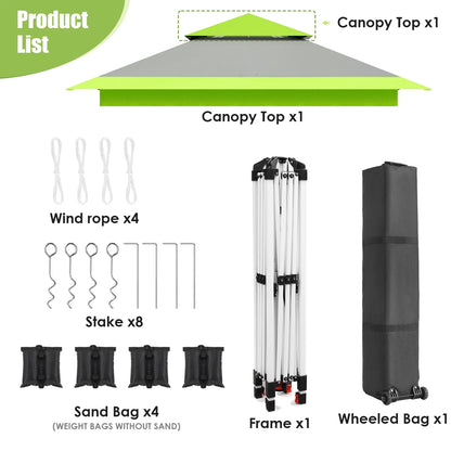 Pirecart 12' x 12' Pop-up Canopy Tent Waterproof Outdoor Gazebo Shelter with Wheeled Bag, Instand Canopy , White