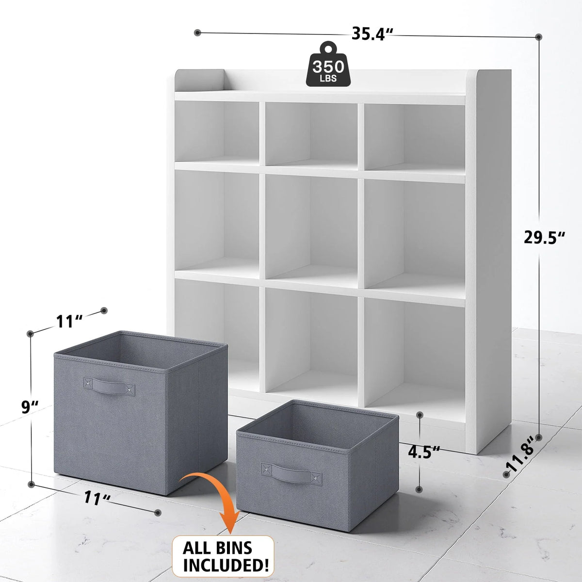 EnHomee 9 Cube Storage Organizer Cubby Storage 9 Cube bookshelf With Bins For Bedroom Livingroom White Cubby Storage for Home, White Finish