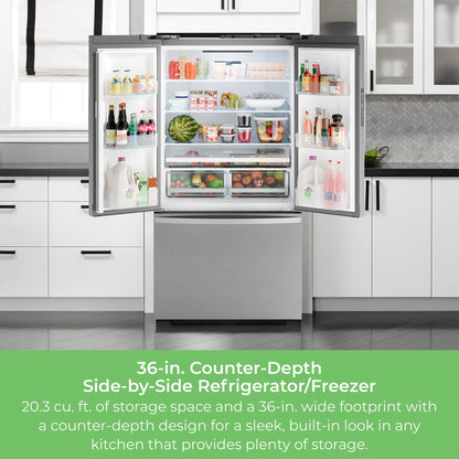 Kenmore 20.3 Cu. ft. Capacity Counter-Depth French Door Refrigerator and Freezer with Ice Maker, Stainless Steel