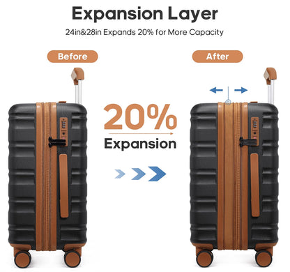 MIUSSE Luggage Sets 3 Piece, 20 Inch Carry On Luggage with Wheels, 100% PC Hardshell Suitcase with TSA Lock, Carry On Suitcases Airline Approved With Travel Backpack for Men Women