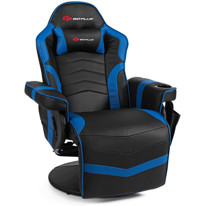 Goplus Massage Gaming Recliner Reclining Racing Chair Swivel Black