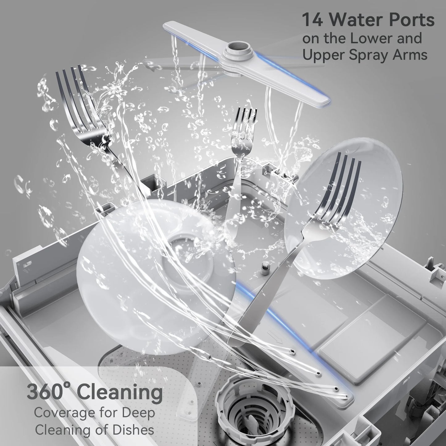 Hermitlux Portable Countertop Dishwasher, 5 Washing Programs, 5L Built-in Water Tank and Air-Dry Function, HMX-DW03