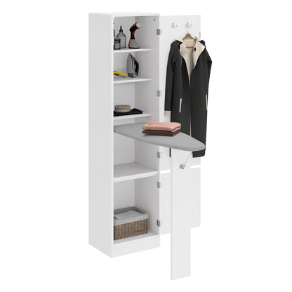 Uforic Ironing Board with Storage Cabinet, Ironing Board Cabinet, Foldable Ironing Board with Support Leg, White