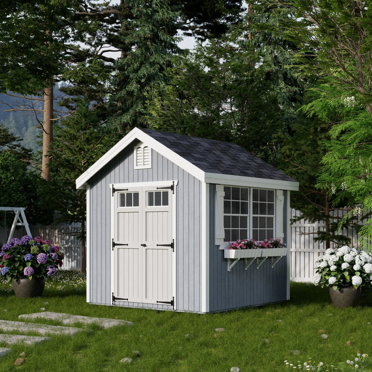Little Cottage Co. 8x8 Colonial Williamsburg Shed with Operable Windows, Outdoor Wood Storage Do-It-Yourself Precut Kit
