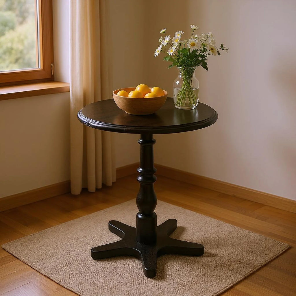 Homy Casa Round Pedestal Dining Table for Small Kitchen or Breakfast Nook, Walnut