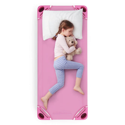 Costway Pack of 6 Kids Stackable Naptime Cot 52'' L x 23'' W Daycare Rest Mat Blue