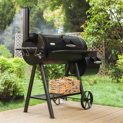 Summit Living Charcoal Grill with Offset Smoker 941 sq.in. Extra Large BBQ Grill Black