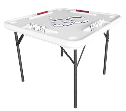 Bene Casa Foldable Domino Table with Built-In Drink Holders, 38�� x 38��, White