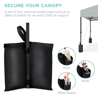 Best Choice Products 12x12ft Easy Setup Pop Up Canopy w/ 1-Button Setup, Wheeled Case, 4 Weight Bags - Navy Blue